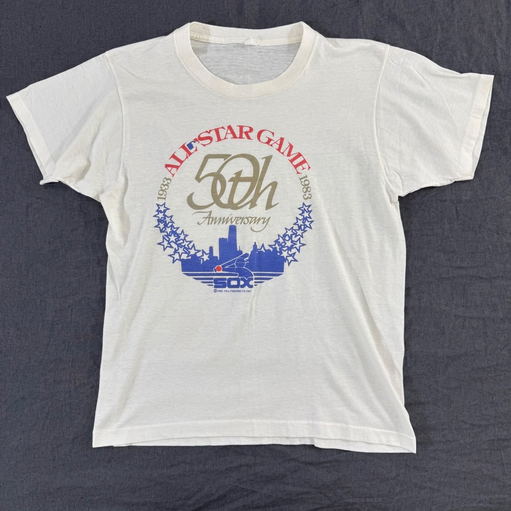 Vintage 1983 MLB All Star Game 50th Anniversary White Sox T-Shirt Small White